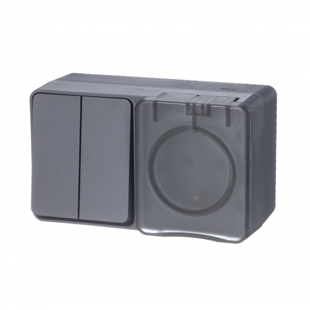 Блок для открытого монтажа Systeme Electric AtlasDesign Profi54 16А 250B выключатель двухклавишный IP54 10А