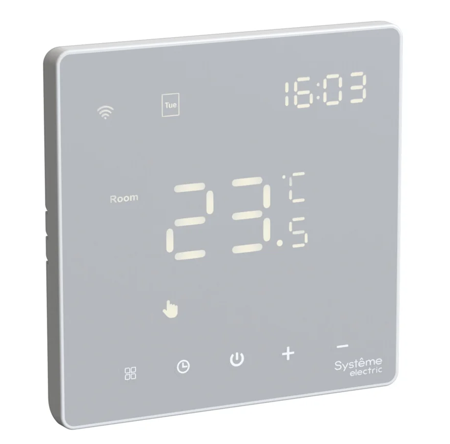 Терморегулятор и термостат Systeme Electric ARTGALLERY ТЕРМОСТАТ программируемый с Wi-Fi для электрического теплого пола, 16 А, моноблочный, БЕЛЫЙ