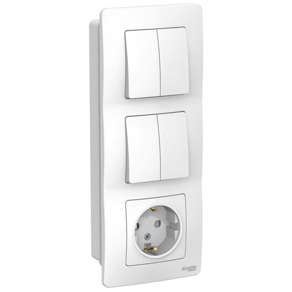 Блок Systeme Electric Blanca розетка 16А 250В + 2 выключателя с 2 клавишами