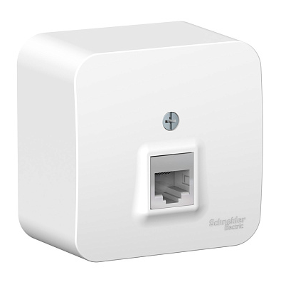 Розетка Systeme Electric BLANCA наружная телефонная RJ11, с изолирующей пластиной, белый купить с доставкой по РФ