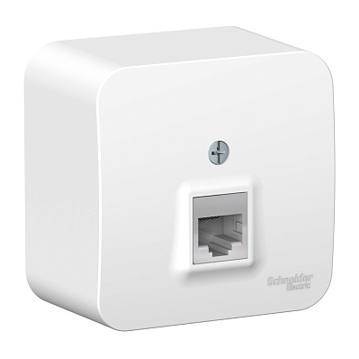 Розетка компьютерная 1-м ОП Systeme Electric Blanca RJ45 кат.5E с изолирующей пластиной белый