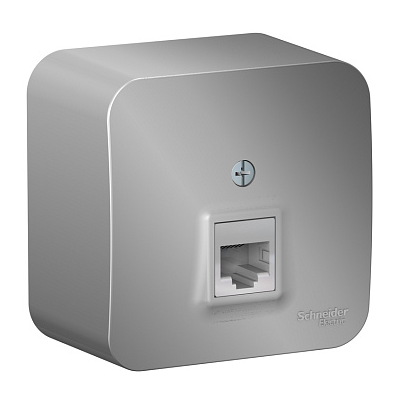 Розетка компьютерная 1-м ОП Systeme Electric Blanca RJ45 кат.5E с изолирующей пластиной алюминий