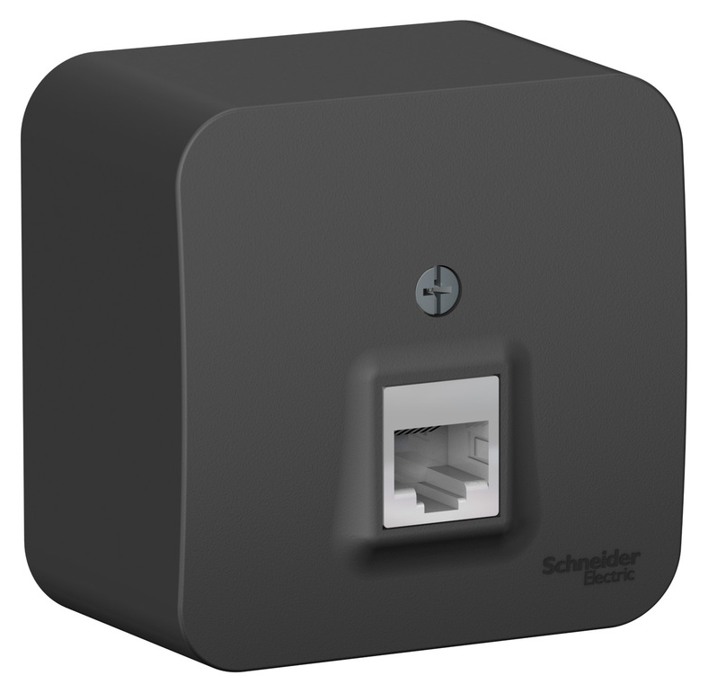 Розетка Systeme Electric BLANCA наружная компьютерная RJ45, кат.5e, с изолирующей пластиной, антрацит