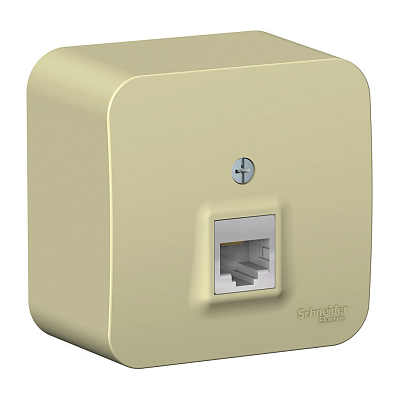 Розетка компьютерная 1-м ОП Systeme Electric Blanca RJ45 кат.5E с изолирующей пластиной бежевый