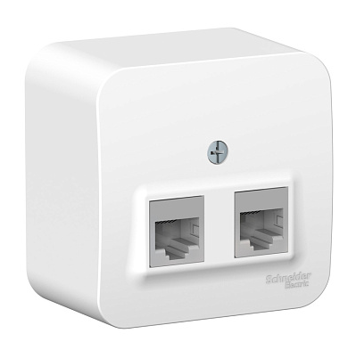 Розетка Systeme Electric BLANCA наружная двойная компьютерная RJ45, кат.5e, с изолирующей пластиной, белый