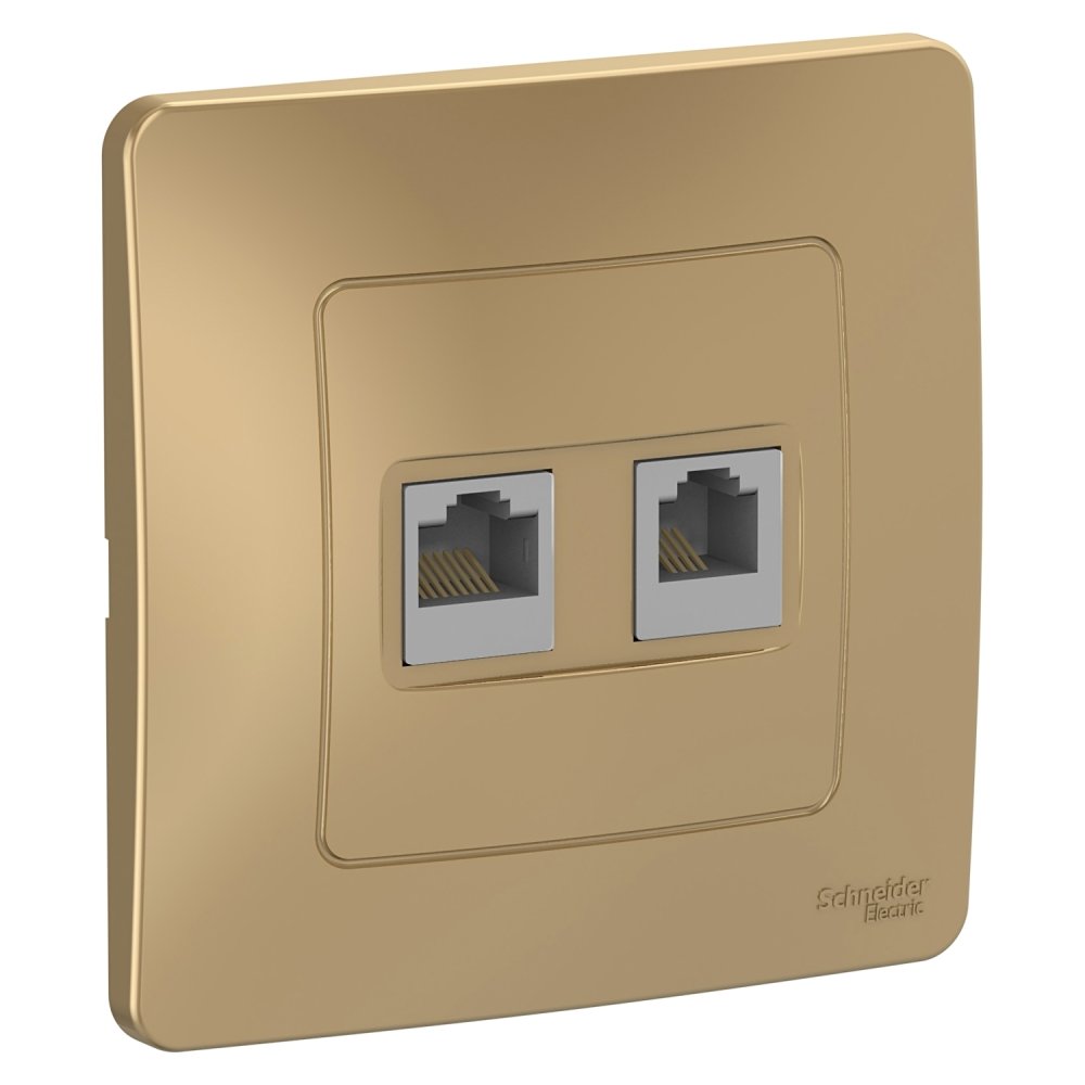 Розетка компьютерная + телефонная 2-м сп Blanca RJ45 кат. 5e + RJ11 Титан