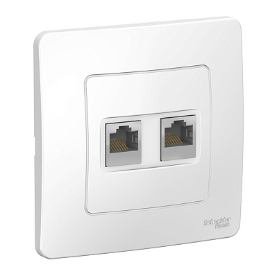 Розетка двойная Systeme Electric BLANCA скрытой установки компьютерная RJ45, белый