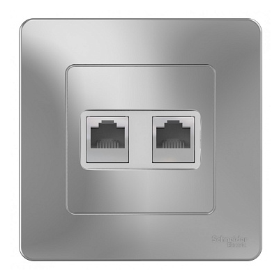 Розетка 2-ая Systeme Electric Blanca внутр алюминий компьютерная RJ45 купить с доставкой по РФ