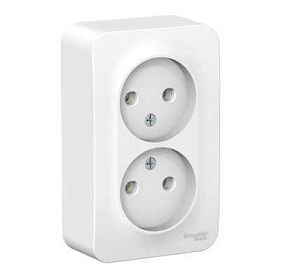 Розетка Systeme Electric BLANCA наружная двойная без заземления без шторок, 16А, 250В, белый
