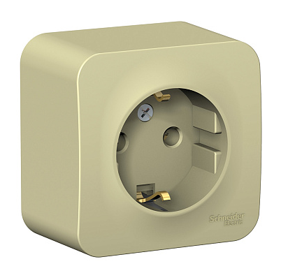 Розетка Systeme Electric BLANCA О/У с заземлением без шторок изолирующая пластина, 16А, 250В, бежевый