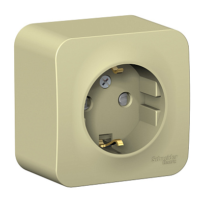 Розетка Systeme Electric BLANCA О/У с заземлением со шторками изол.пл., 16А, 250В, бежевый