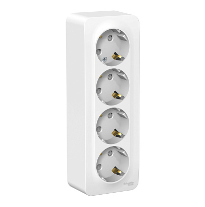 Розетка Systeme Electric BLANCA наружная 4-я с заземлением со шторками с изоляционной пластиной 16А 250В белый