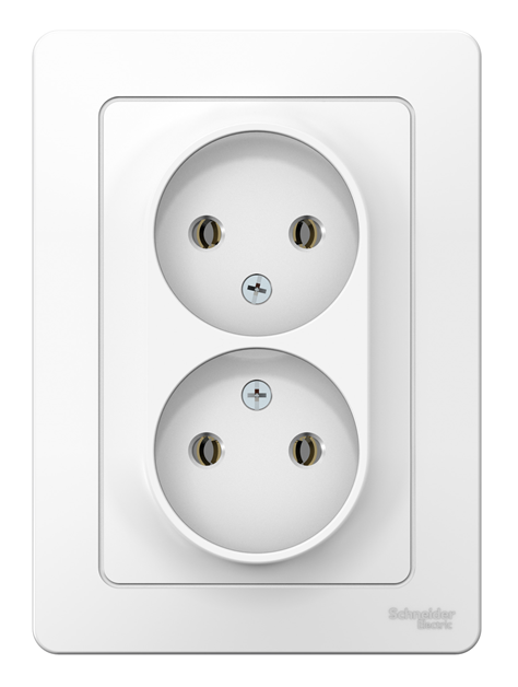 Розетка двойная Systeme Electric BLANCA скрытой установки без заземления без шторок, 16А, 250В, белый
