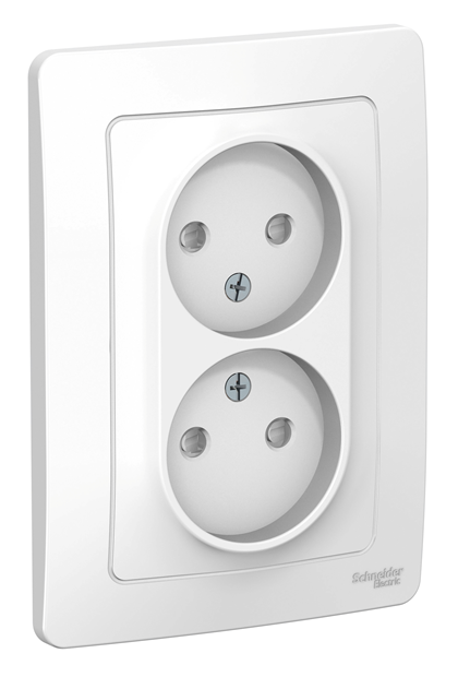 Розетка 2-м СП Systeme Electric Blanca 16А IP20 250В без заземления защитные шторки белый