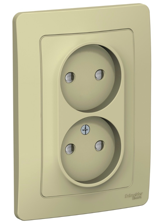 Розетка 2-ая б/з со шторками Systeme Electric Blanca внутр Беж, 16А, 250В
