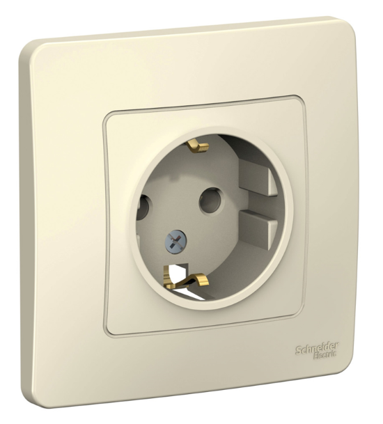Розетка Systeme Electric BLANCA скрытой установки с заземлением без шторок, 16А, 250В, молочный