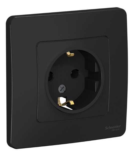 Розетка Systeme Electric BLANCA скрытой установки с заземлением без шторок, 16А, 250В, антрацит