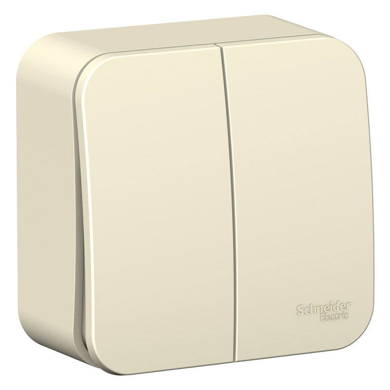 Выключатель Systeme Electric BLANCA двухклавишный наружный (схема 5) с изоляционной пластиной 6A 250B молочный