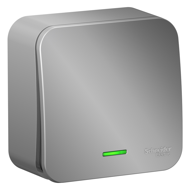 Выключатель Systeme Electric 1-кл. ОП Blanca 10А IP20 (сх. 1) 250В с подсветкой с изолир. пластиной алюм. SE BLNVA101113