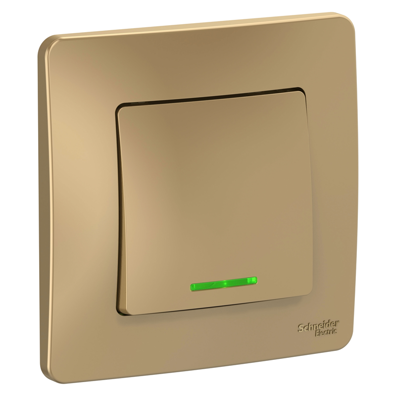 Выключатель Systeme Electric 1-кл. СП Blanca 10А IP20 (сх. 1) 250В с подсветкой титан SE BLNVS010114