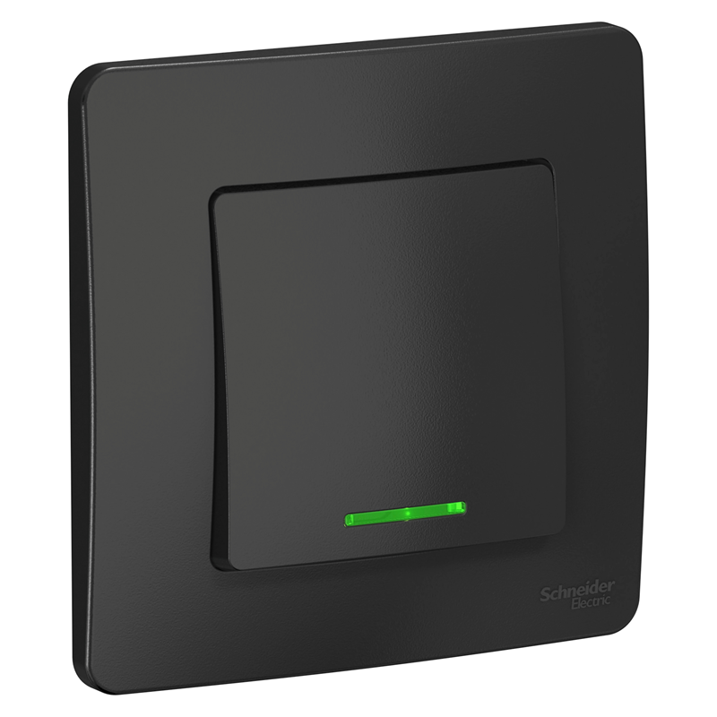 Выключатель Systeme Electric 1-кл. СП Blanca 10А IP20 (сх. 1) 250В с подсветкой антрацит SE BLNVS010116