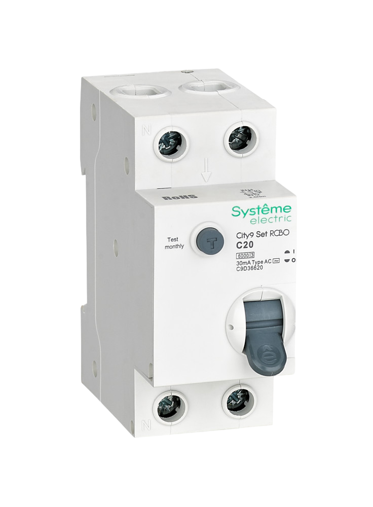Выключатель автоматический дифференциального тока Systeme Electric (АВДТ) 1P+N С 20А 6kA 30мА Тип-AС 230В City9 Set