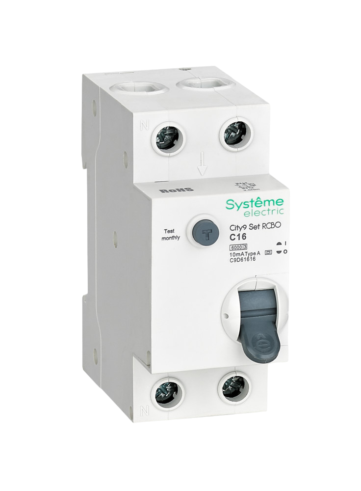 Выключатель автоматический дифференциального тока Systeme Electric (АВДТ) 1P+N С 16А 6kA 10мА Тип-A 230В City9 Set
