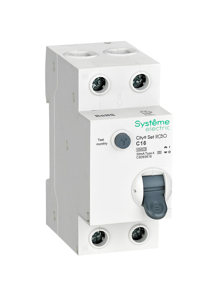 Выключатель автоматический дифференциального тока Systeme Electric (АВДТ) 1P+N С 16А 6kA 30мА Тип-A 230В City9 Set купить с доставкой по РФ