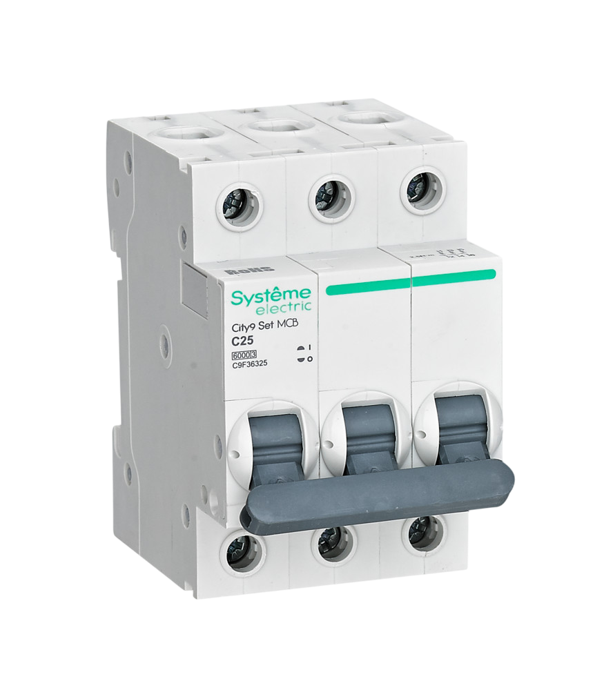 Выключатель автоматический трехполюсный (АВ) Systeme Electric С 25А 3P 6kA 400В City9 Set купить с доставкой по РФ