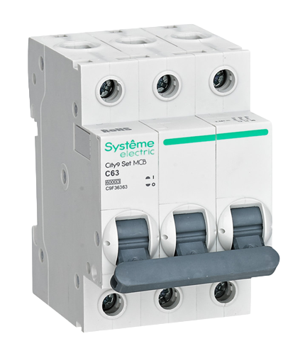 Выключатель автоматический трехполюсный Systeme Electric (АВ) С 63А 3P 6kA 400В City9 Set купить с доставкой по РФ