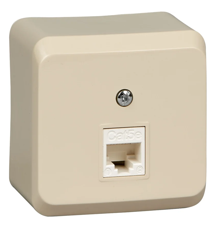 Розетка компьютерная Systeme Electric ЭТЮД RJ45 наружная категория 5е кремовый