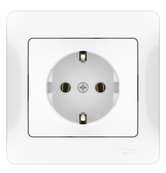 Розетка с заземлением 16А Systeme Electric GLOSSA в сборе БЕЛЫЙ быстрозажимные клеммы