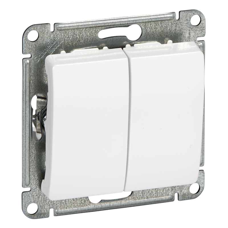 Выключатель Systeme Electric 2-кл. СП Glossa 10А IP20 (сх. 5) 10AX механизм бел. SE GSL000151