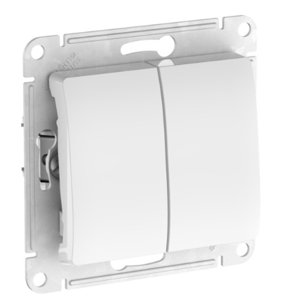 2-клавишный выключатель Systeme Electric glossa, сх.5, 10ах, быстрозажимные клеммы, белый