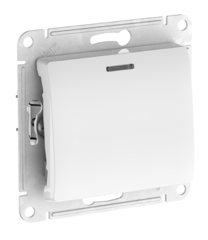 1-клавишный ПЕРЕКЛЮЧАТЕЛЬ Systeme Electric GLOSSA с подсветкой , сх.6а, 10АХ, быстрозажимные клеммы, БЕЛЫЙ