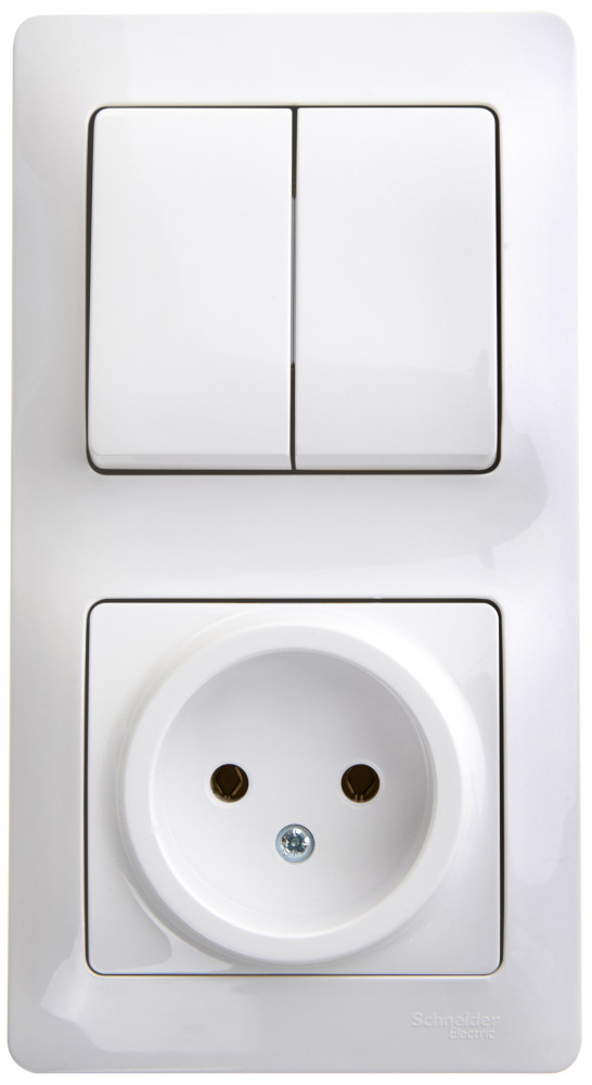 Блок Systeme Electric Glossa розетка + выключатель двухклавишный белый