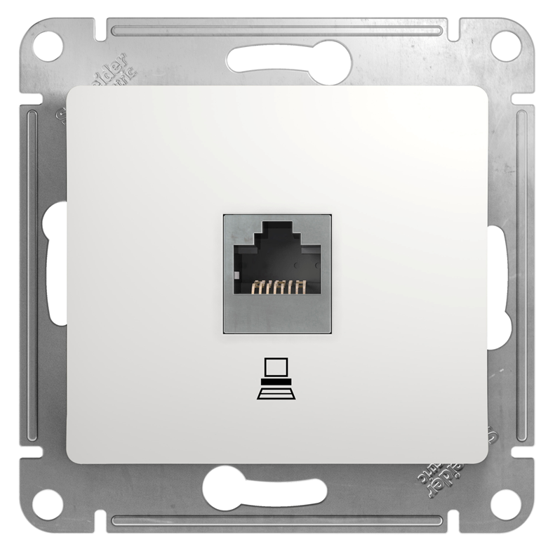 Розетка компьютерная Systeme Electric GLOSSA RJ45 категория 5е в рамку белая