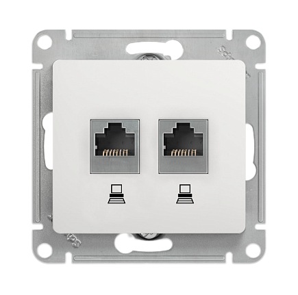Розетка Systeme Electric Glossa двойная компьютерная RJ45 + RJ45 кат.5E механизм белый