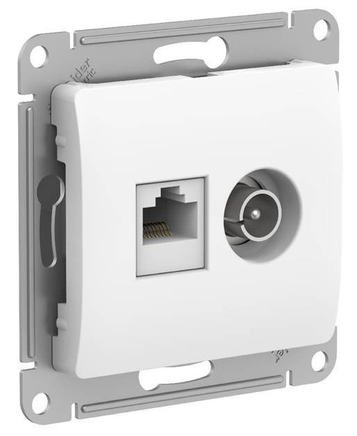 Розетка Systeme Electric компьютерная + телевизионная 2-м Glossa RJ45 кат.5E + TV механизм белый