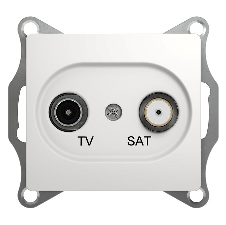 Розетка Systeme Electric TV+SAT телевизионная+спутниковая GLOSSA скрытой установки проходная 4dB механизм белый купить с доставкой по РФ
