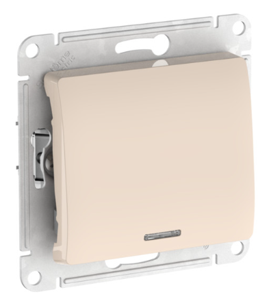 1-клавишный выключатель с подсветкой Systeme Electric glossa, сх.1а, 10ах, быстрозажимные клеммы, бежевый