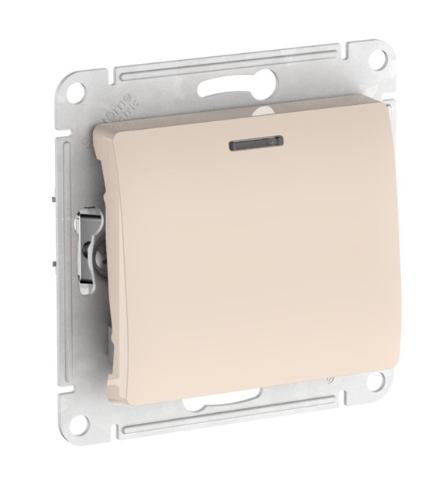 1-клавишный ПЕРЕКЛЮЧАТЕЛЬ Systeme Electric GLOSSA с подсветкой ,сх.6а, 10АХ, быстрозажимные клеммы, БЕЖЕВЫЙ