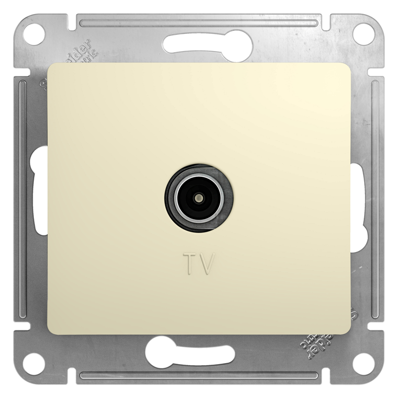 Розетка телевизионная проходная Systeme Electric TV 1-м СП Glossa 4дБ механизм бежевый