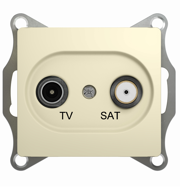 Розетка Systeme Electric TV+SAT телевизионная+спутниковая GLOSSA скрытой установки проходная 4dB механизм бежевый купить с доставкой по РФ