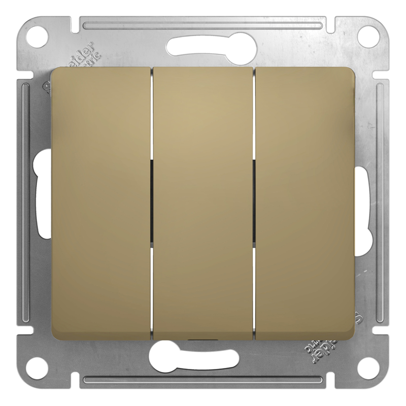 Выключатель Systeme Electric GLOSSA трехклавишный в рамку титан сх.3
