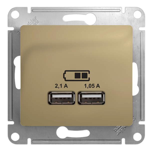 Розетка Systeme Electric USB 2-м СП Glossa тип A+A 5В/2100мА 2х5В/1050мА механизм титан