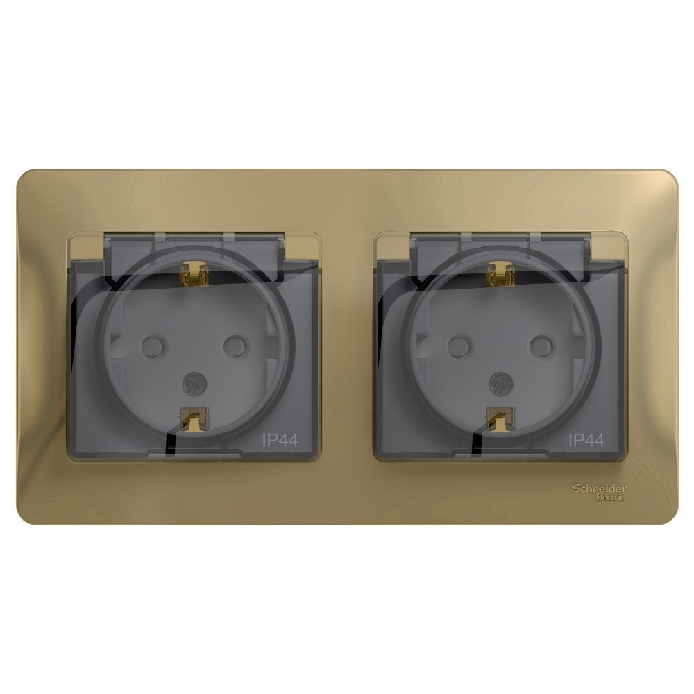 Systeme Electric Glossa Титан Розетка 2-ая с/з, со шторками, в сборе, IP44 купить с доставкой по РФ