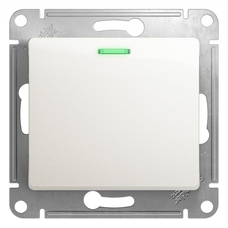 Переключатель проходной Systeme Electric 1-кл. СП Glossa 10А IP20 (сх. 6а) 10AX с подсветкой механизм перламутр. SE GSL000663