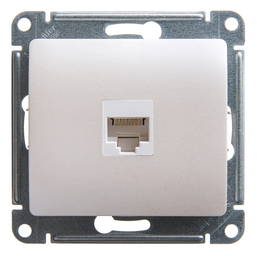 Розетка компьютерная Systeme Electric GLOSSA RJ45 категория 5E перламутр в рамку купить с доставкой по РФ