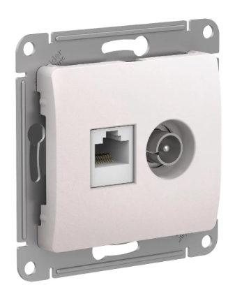 Розетка двухместная ТВ RJ45, кат. 5Е Systeme Electric GLOSSA Перламутр механизм без рамки